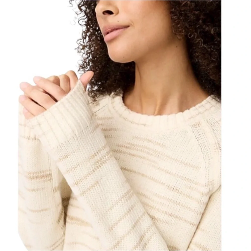 J.Crew Women’s Cream Raglan Space-dyed Long Sleeve Knit Sweater Size Small